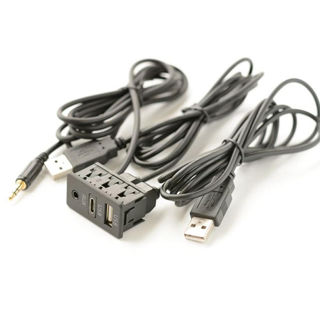 Auto Dashboard Extension Cable with USB Type-C Aux Interface Panel Flush Mount Extension Cable Car Power Equipment