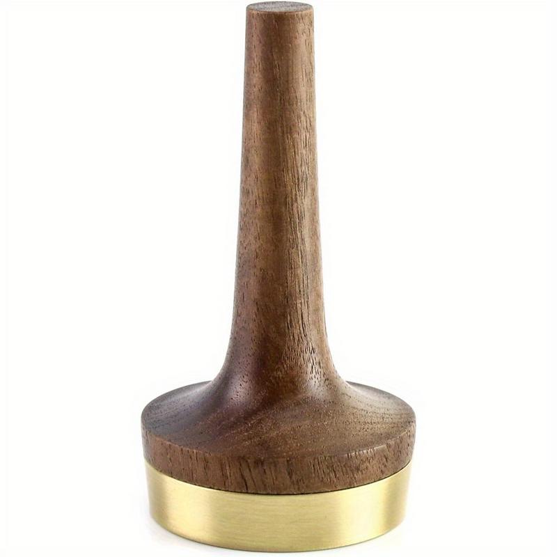 1Pc Black Walnut Brass Ring Stand Solid Wood Modern Display Wedding Anniversary Gift