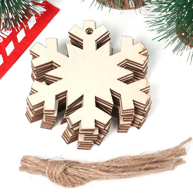 10PCS DIY Wood Christmas Ornament Unfinsihed Wooden Christmas Tree Hanging Decorations for DIY Craft Xmas Home Party Decor
