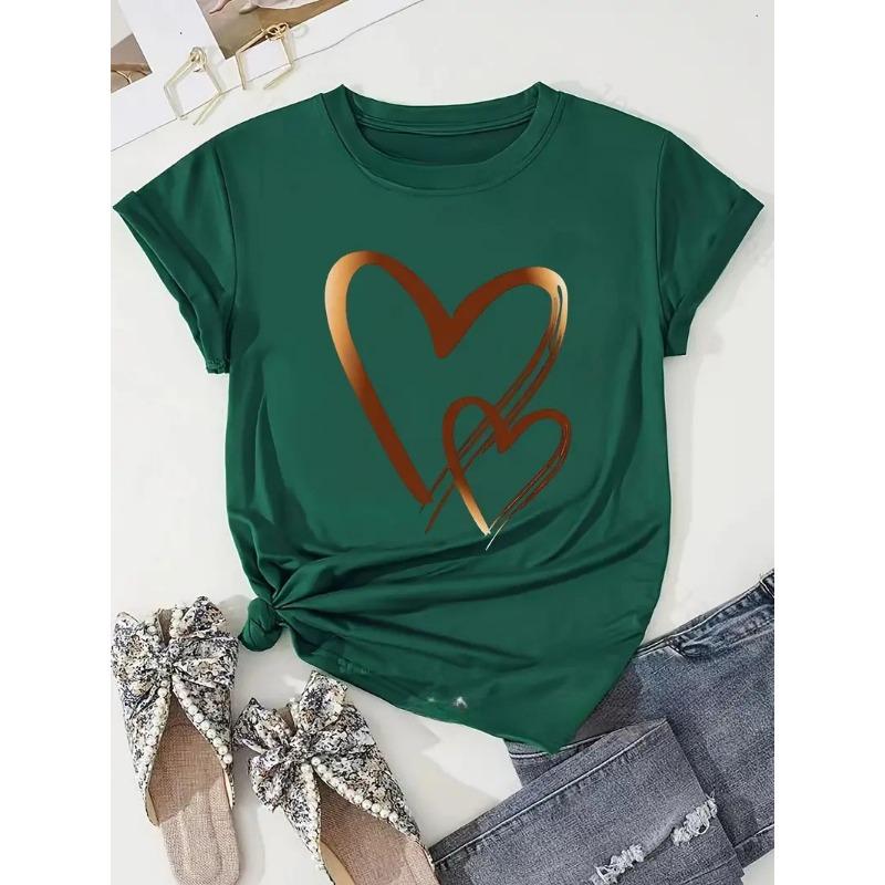 

Новая повседневная женская футболка с 3D цифровой печатью в форме сердца, с круглым вырезом и короткими рукавами 6XL