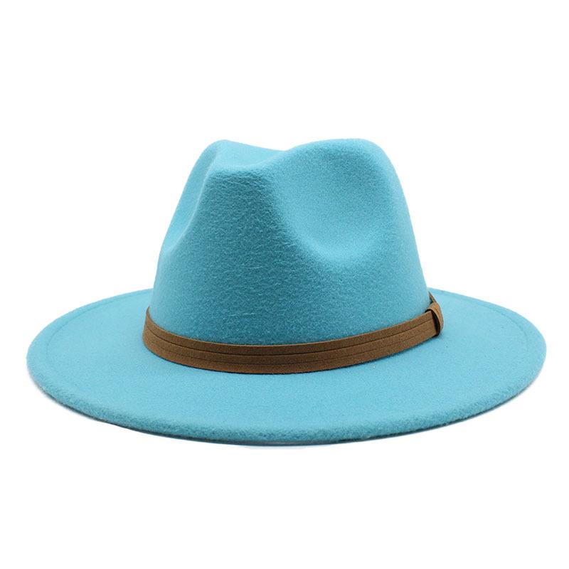 Men'S And Women'S Top Hat Flat Edge Straight Edge Suede With Accessories Woolen Jazz Hat