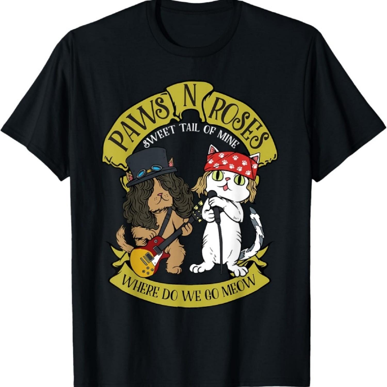 

Funny Cat Paws Rock Music Gift Men Kids Women Funny Cat T-Shirt XXXXXL чорний