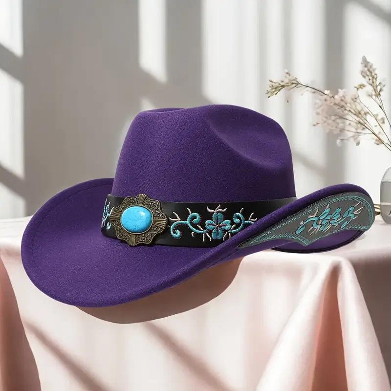 High-quality Woolen Jazz Top Hat, New Luxury European and American Style, Horseback Riding, Western Denim Hat, Male and Female Tide