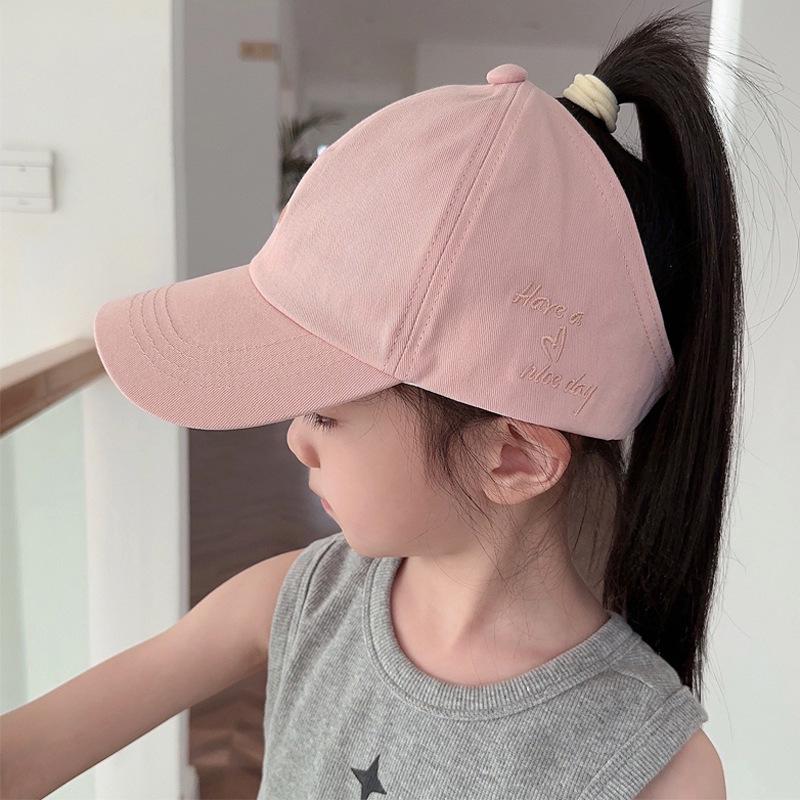 Kids' High Ponytail Baseball Cap - Cute Summer Sun Visor for Girls