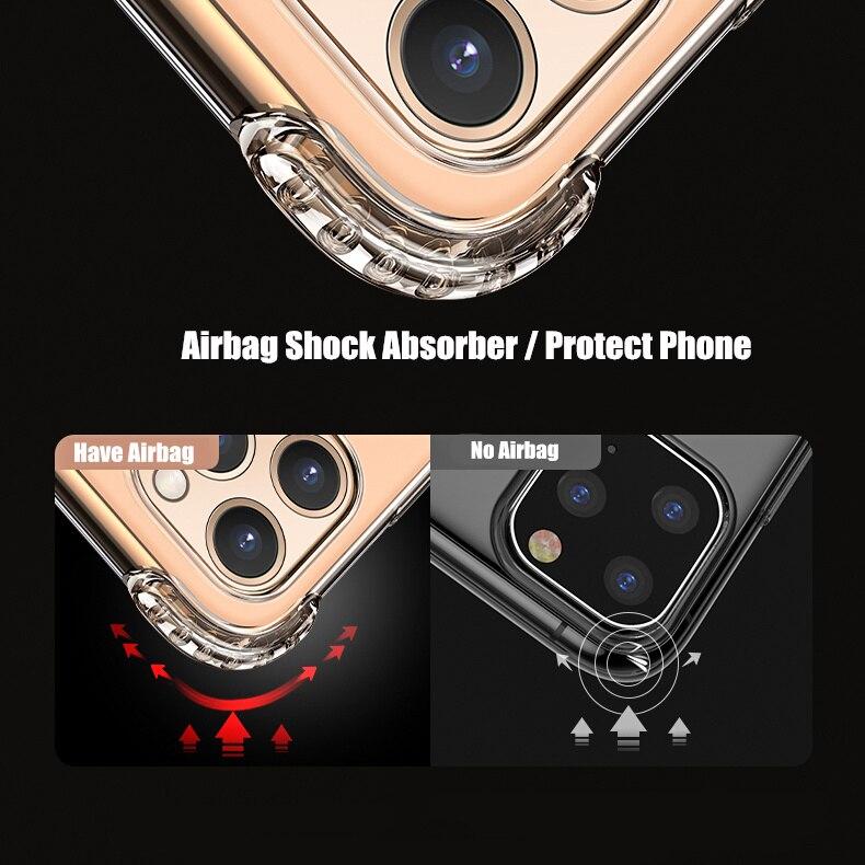 Shockproof Case for iPhone 13 11 Pro 12 Mini X Xr Xs Max 8 7 Plus 6 6s SE 2020 Transparent Cases Coque Silicone Back TPU Cover