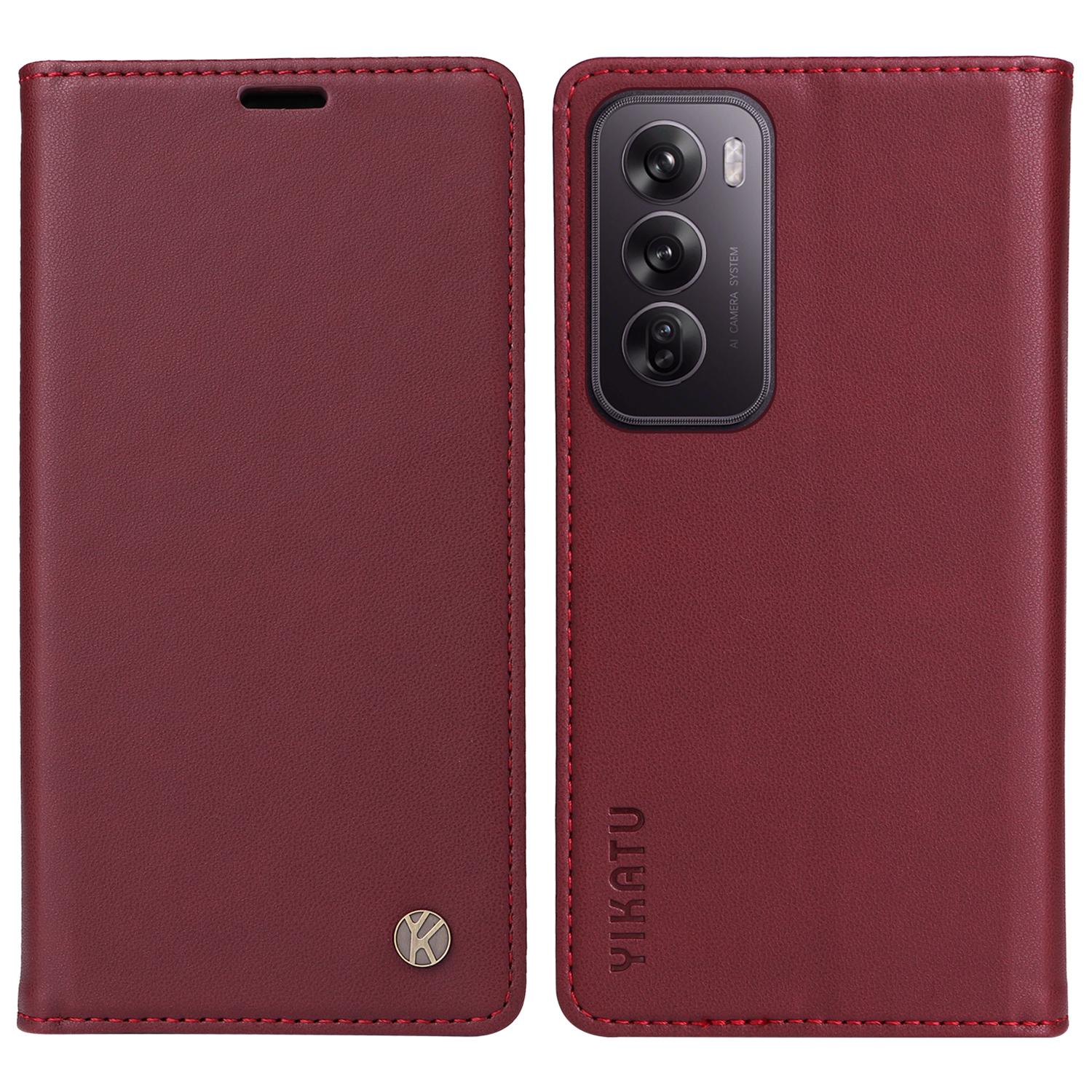

YIKATU YK-001 Для Oppo Reno12 5G (Глобальный) Чехол-кошелек Кожаный Чехол для телефона Флип Сильное Магнитное Закрытие E