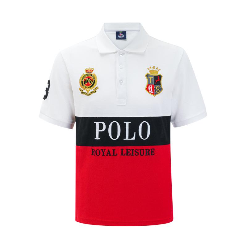 UrbanEdge Heren Nieuw Paul Puur Katoen Koningsblauw Colorblock Poloshirt - Korte Mouwen Europese Mode XL rood/wit
