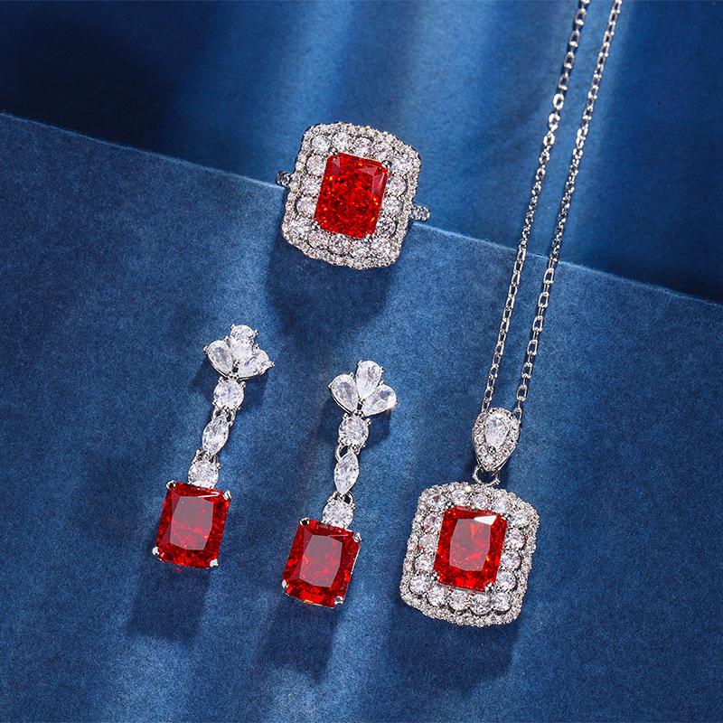 Herbst- und Winterschmuck Hochkarbon-Diamant Eisblumenschliff Kupfer gefasst Zuckerwürfel-Set Damen Blei Stein 8 * 10