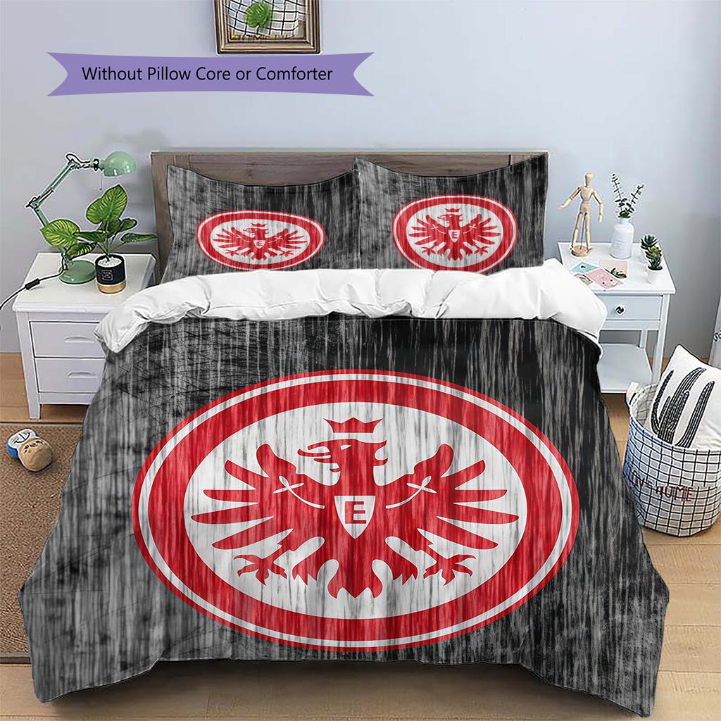 Black‑Red Eintracht Frankfurt Pattern Bedding Quilt Set Home Decoration Gift (1 * duvet cover + 2 * pillowcase without core).xwn