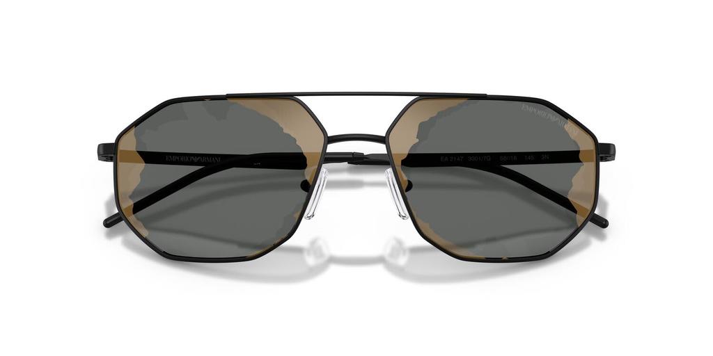 EMPORIO ARMANI Matte Black 30017G58 0EA2147 Sunglasses, Black, Mirror, Red, 58mm,