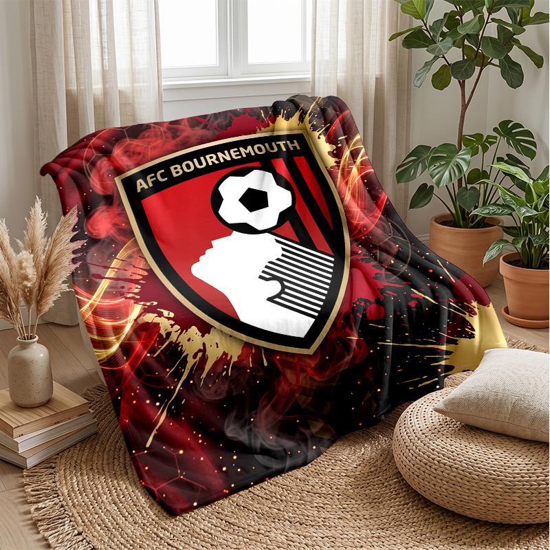 Bournemouth Football Print Flannel Blanket, Soft Warm Lightweight Throw Blanket for Sofa Bed Camping