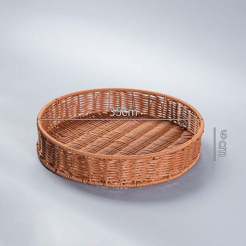 Hand-Woven Imitation Rattan Storage Basket with Lid