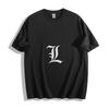 Death Note L Logo T-Shirt Mens Womens Tees Top - Minimalist Anime Unisex Tee