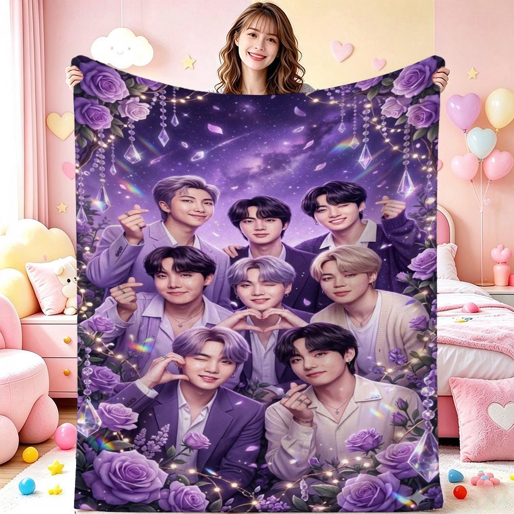 Starry Purple Rose Fantasy Blanket Soft And Comfortable Suitable For All Seasons Office Rest Blanket Air Conditioning Blanket Digital Printing