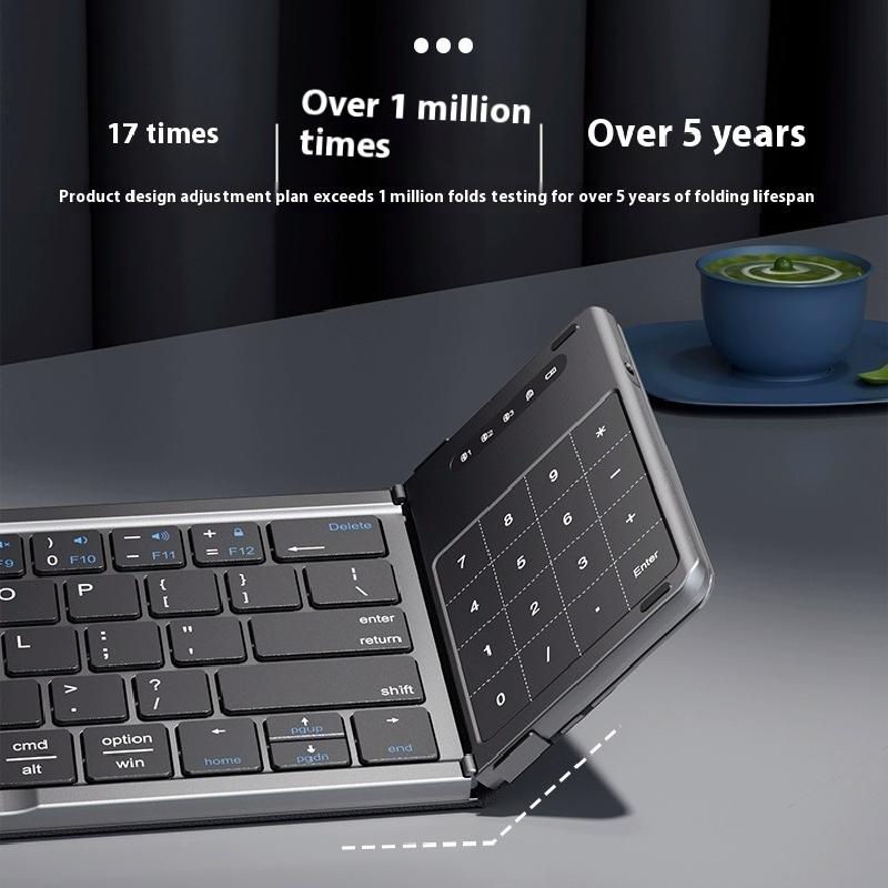 Tri-fold Keyboard Wireless Bluetooth Foldable Small Keyboard Suitable for Desktop Computers and Notebooks