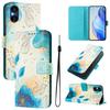 Blue Flower Luxury Painted Leather Case Wallet Book Style Cover for Sony Xperia 5 IV / 10 IV ,Xperia 1 V / 5 V / 10 V,Xperia 1 VI,5 VI,10 VI.