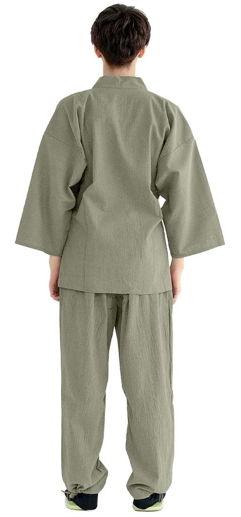 Summer Tsumugi Willow Size [Kyoetsu] Samue, Washable, Style, Fabric, Cotton, 14, Men's (M, Grass)