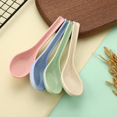 1pc Popular Wheat Straw Soup Spoon Long Handle Kids Soup Spoon Portable Tableware Eco Friendly Flatware Kitchen Tool