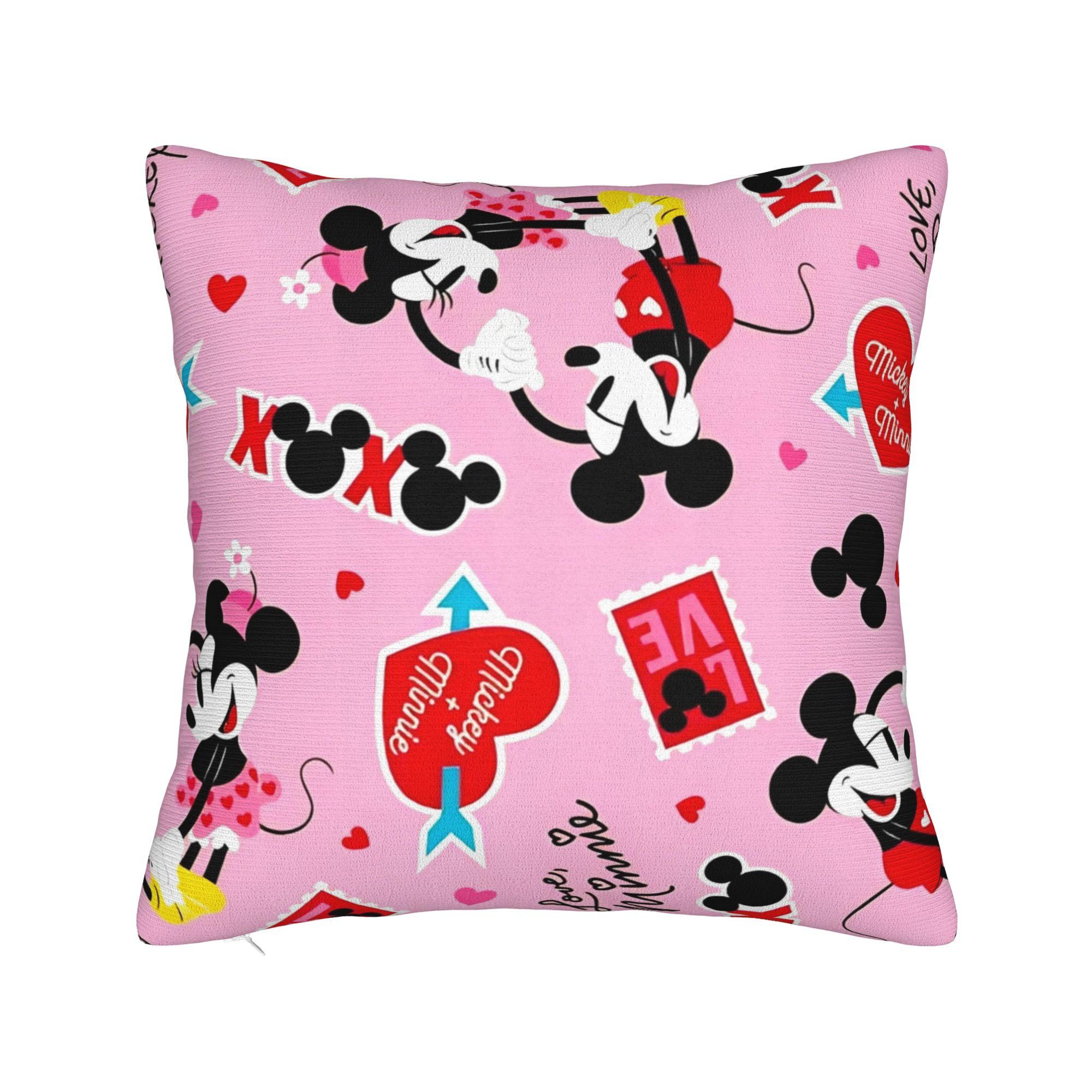 

Mickey And Friends Mickey Mouse Square Pillow Case Checkerboard Circle Cushion Cover Customized Zippered Pillowcase for Sofa 30cmx30cm