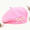 1pc Solid Color Women's New Bow Wool Beret, Suitable for Daily Use, Available in Multiple Colors