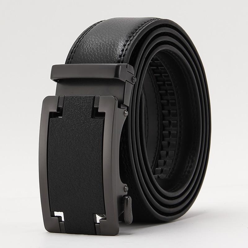Frosted Automatic Buckle Edge Two-Layer Cowhide Belt, Business And Leisure Men'S Trendy Belt