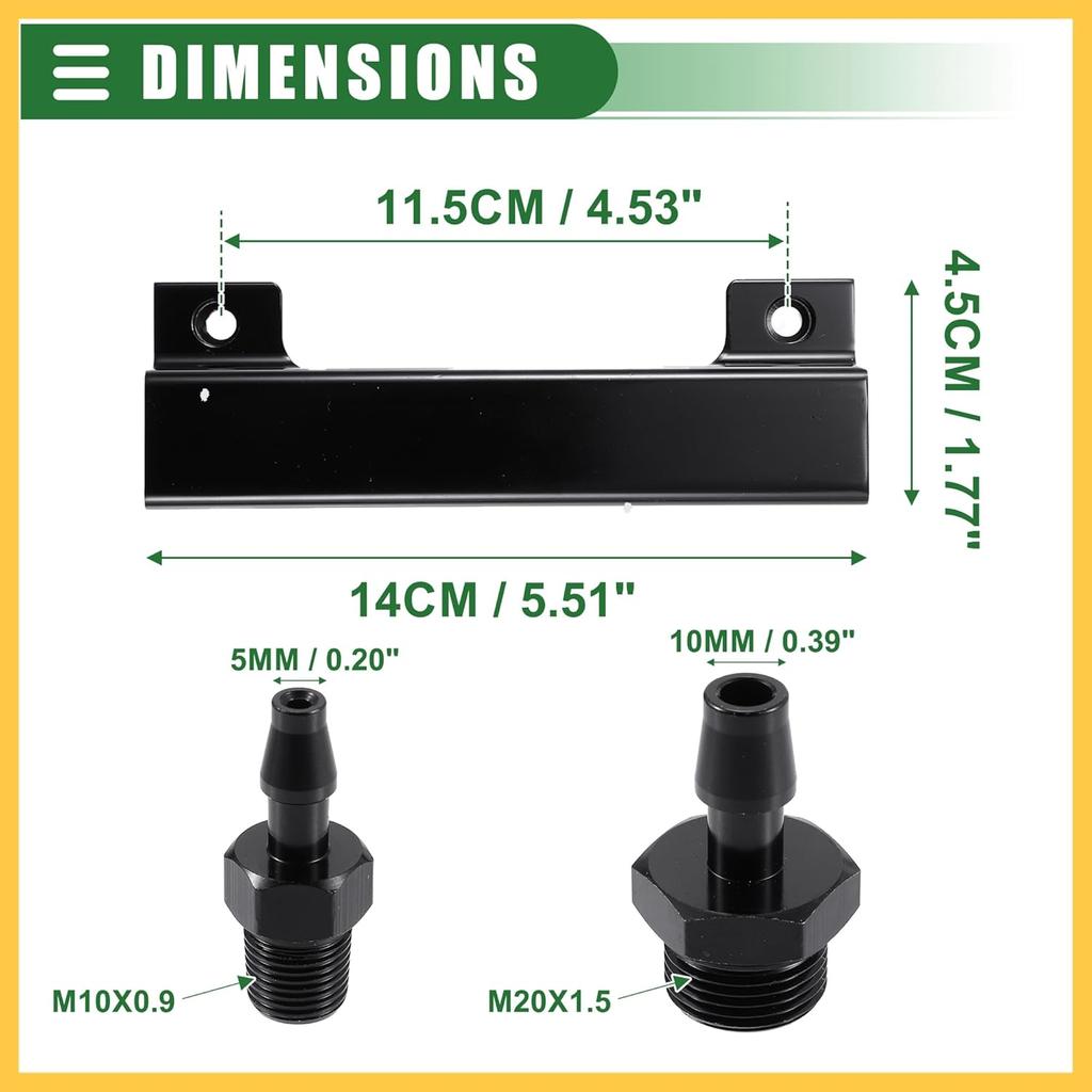 Universal Vacuum Block Intake Manifold Kit, Turbo Wastegate Boost Block Intake Manifold, 6 1/8" Ports, 2 3/8" Interfaces, Aluminium, Black, 1 Set