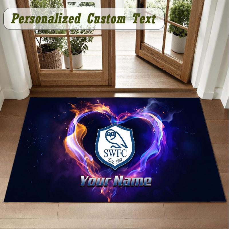 Crystal Velvet Square Rug Custom NameSheffield Wednesday FC Pattern Non Slip Home Floor Decor Rug