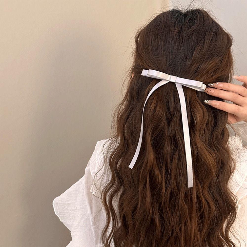 Long Tassel Ballet Style Hair Clip Ribbon Balletcore Bow Hairpin Simple   Student