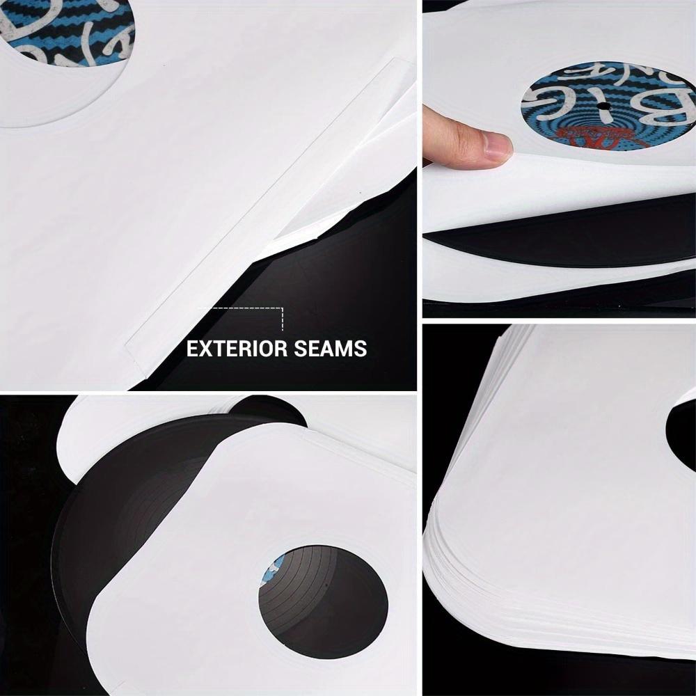 White Kraft Paper Vinyl Record Protective Covers - LP Record Jackets 12inch with Round Corner for Storage