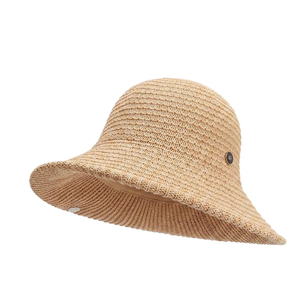 Magnetic Buckle Wide Brim Bucket Hat Thin Straw Female Sunshade Visors Summer Outing