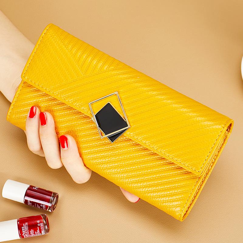 Women s long leather wallet with large capacity and genuine leather
