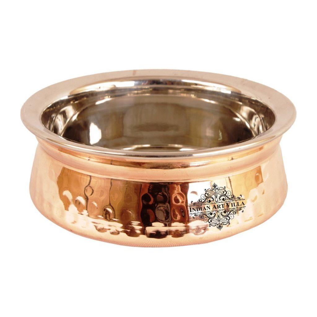 Steel Copper Serving Handi Bowl, Serveware & Tableware, Home Restaurant, Volume-300 ML, Pack of 1