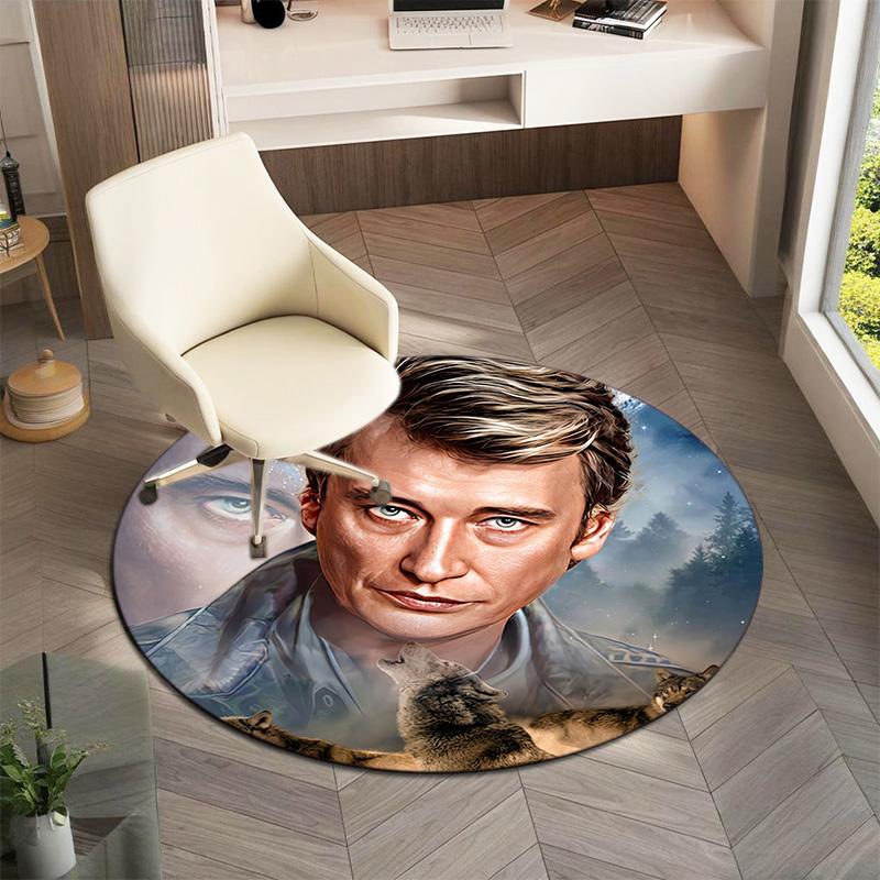 French legendary rock singer and actor Johnny Hallyday Round Carpet Soft Home Decoration Corridor Table and Chair Anti slip Outdoor Floor Mat rug H1