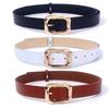 Women's Trendy PU Leather Belt with Square Gold Buckle