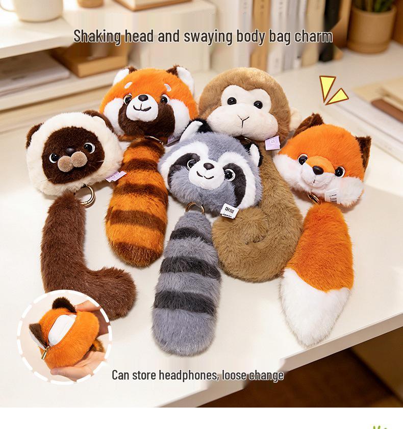 Entzückender Kopfschüttelnder Waschbär Plüschtaschenanhänger Geschenk