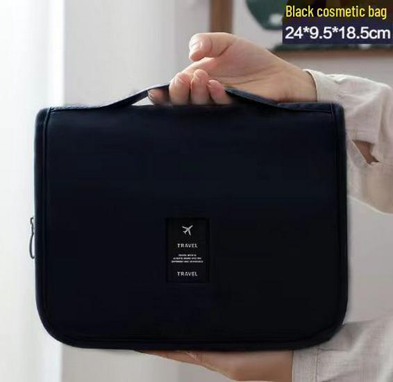 

Водонепроницаемая дорожная косметичка: Большая вместимость, портативное, универсальное хранилище для косметики и влажной/сухой раздельной обработки чёрный