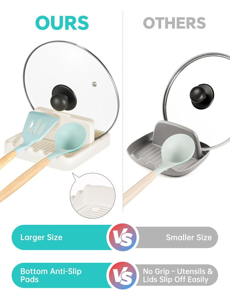 NiHome Set Ladle Pot Lid Ladle Kitchen Tool Storage 2-Piece Stand, Stand, Holder,