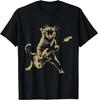 Funny Guitar Cat Rock Humor Cat Lover Cat Playing Guitar T-shirt Pattern T-shirt Cute Music Rock Comic Kitten Costume Gift Tops