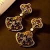 European and American Exaggerated Enamel Temperament Personality Classic Classical Fashion Heavy Industry Ethnic Style Earrings and Studs