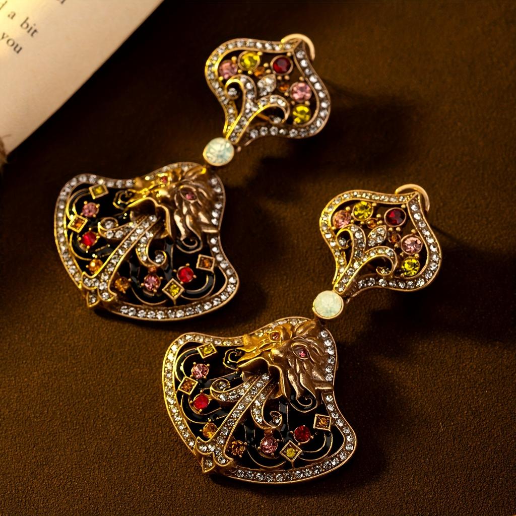 European and American Exaggerated Enamel Temperament Personality Classic Classical Fashion Heavy Industry Ethnic Style Earrings and Studs