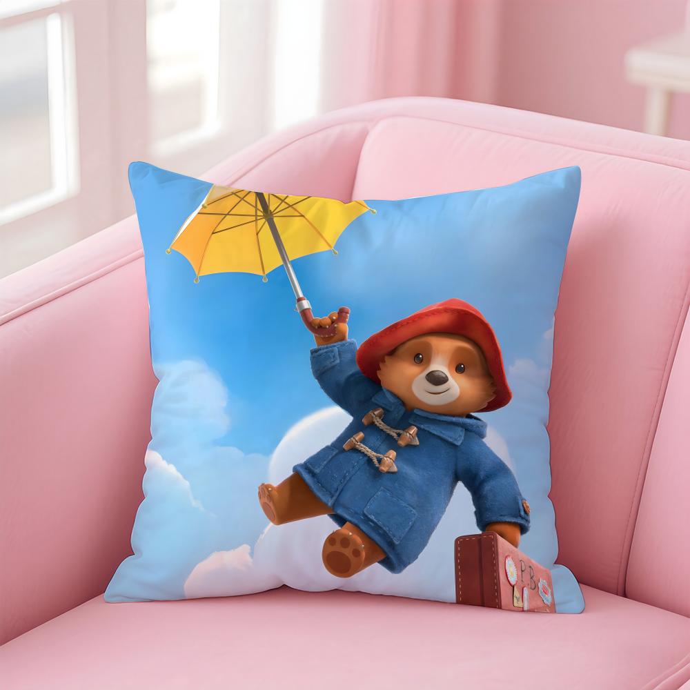 Warm Daily PPaddington Bears Animal Cushion Cover Linen Pillowcase Cover Soft Decor for Sofa Home Room
