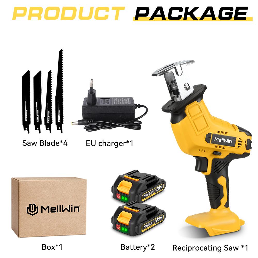 MELLWIN Cordless Electric Reciprocating Saw Handheld Wood Metal Pipe Cutting Electric Saw Tool For Makita 18V Battery Pin