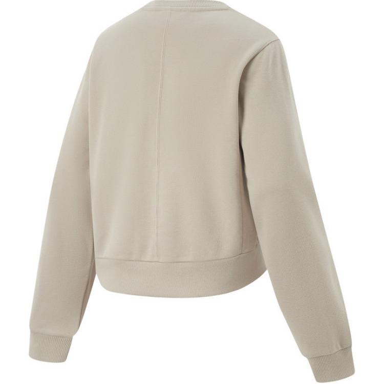 LiNing Bequemes Atmungsaktives Einfarbiges Rundhals-Fleece-Verdicktes Sweatshirt Damenoberteile Staubgrau AWDU638-6