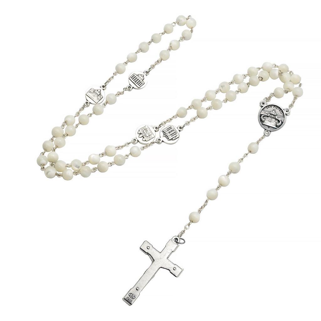 Mother-of-Pearl Rose Rosary In Four Major Hall Style, Imported from Italy