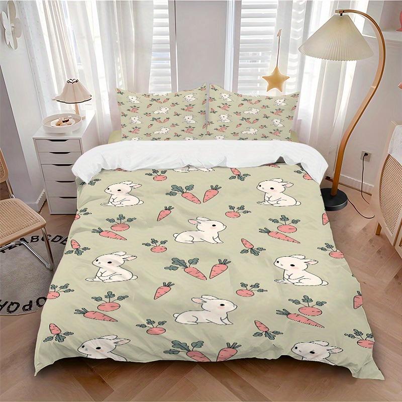 

3pcs Animal-themed Bunny Carrot Soft and Comfortable Breathability, Bedding Set, Machine Washable, Suitable for All Seasons157 135x200cm