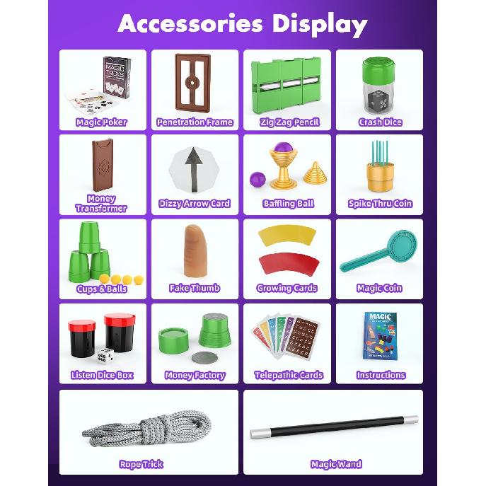 Magic Kit for Kids, 300+ Magic Tricks Perfect Toy for Boys and Girls, Magic Wand Magician Set with Instruction Manual and Video for Beginners Ages 6