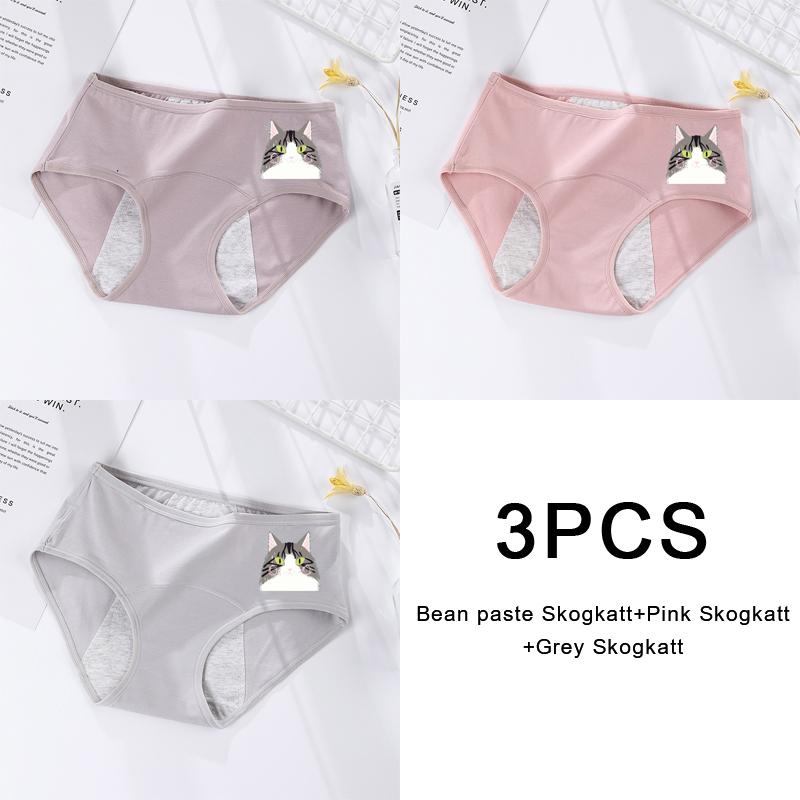 3PCS/set Women's menstrual briefs large flow postpartum water absorption leakproof briefs women's pure cotton menstrual briefs