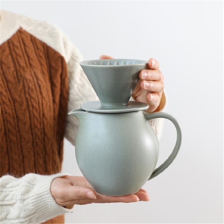 Klassischer Keramik-Kaffeefilter mit geräumiger 830-ml-Kanne, Kaffeemaschine mit großem Fassungsvermögen, Brauset für mehrere Tassen