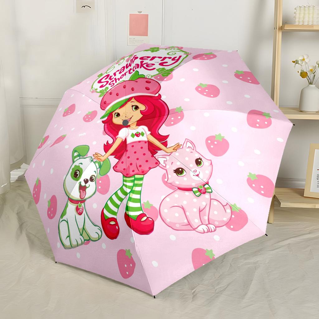 Strawberry Shortcake Party Outdoor Automatic Umbrella with 8-Rib Sturdy Construction for Outdoor Daily Use Fashionable Stylish Gift for Women