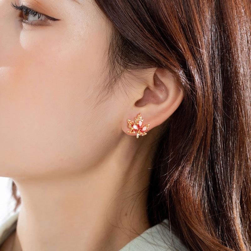 14k Vergoldete Koreanische Karamell Ahornblatt Ohrstecker